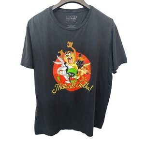 Looney Tunes‎ Mens T-shirt Black XL Taz "That's All Folks" Character bugs